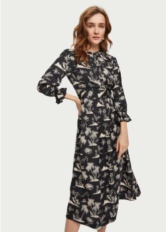Printed Stain Midi Dress