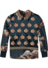 Mixed Print Collared Top