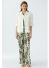Oui | Leaf Print Trousers