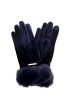 FranchettiBond | Fur Trim Navy Gloves