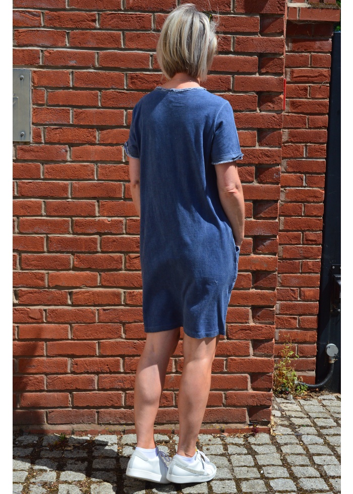 Cotton Linen V Neck Dress