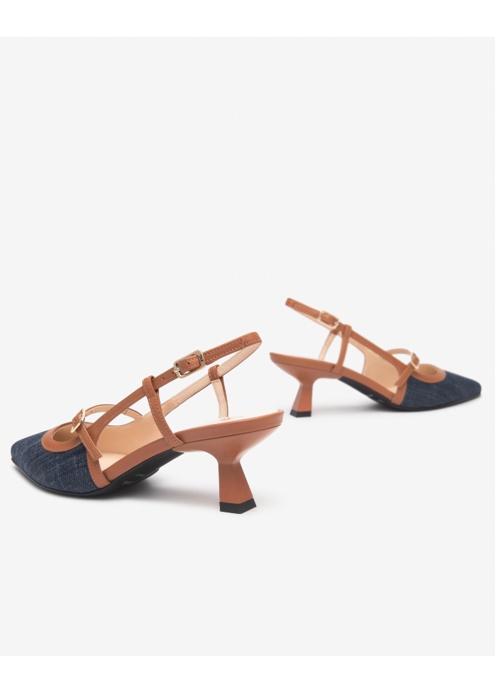 NeroGiardini | Flared Heel Denim Shoes