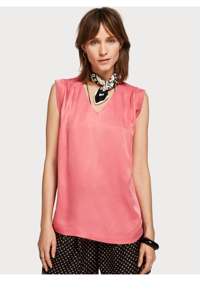 Sleeveless Pleated Top