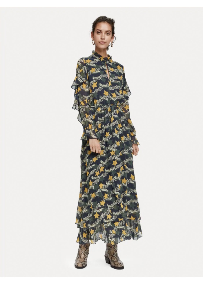 Star print maxi dress