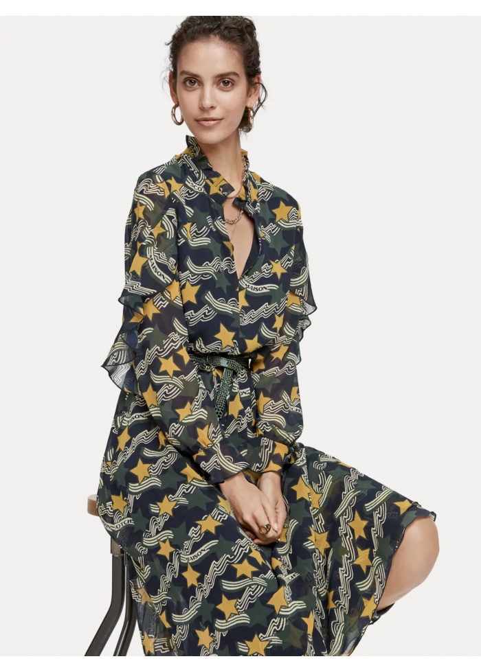 Star print maxi dress