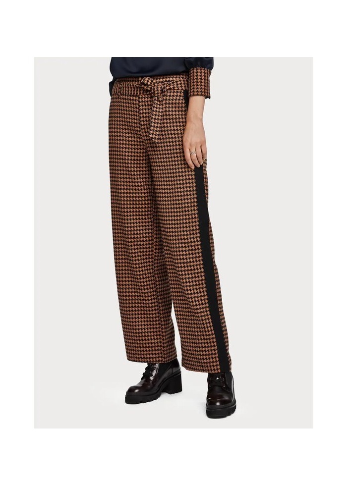 Wide Leg Houndstooth Trousers
