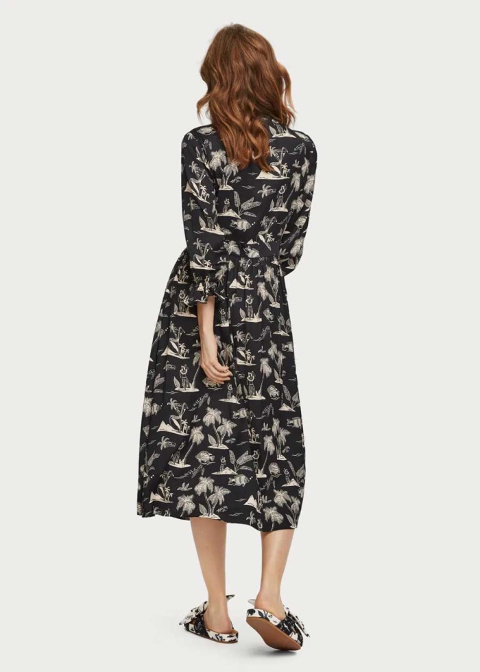 Printed Stain Midi Dress
