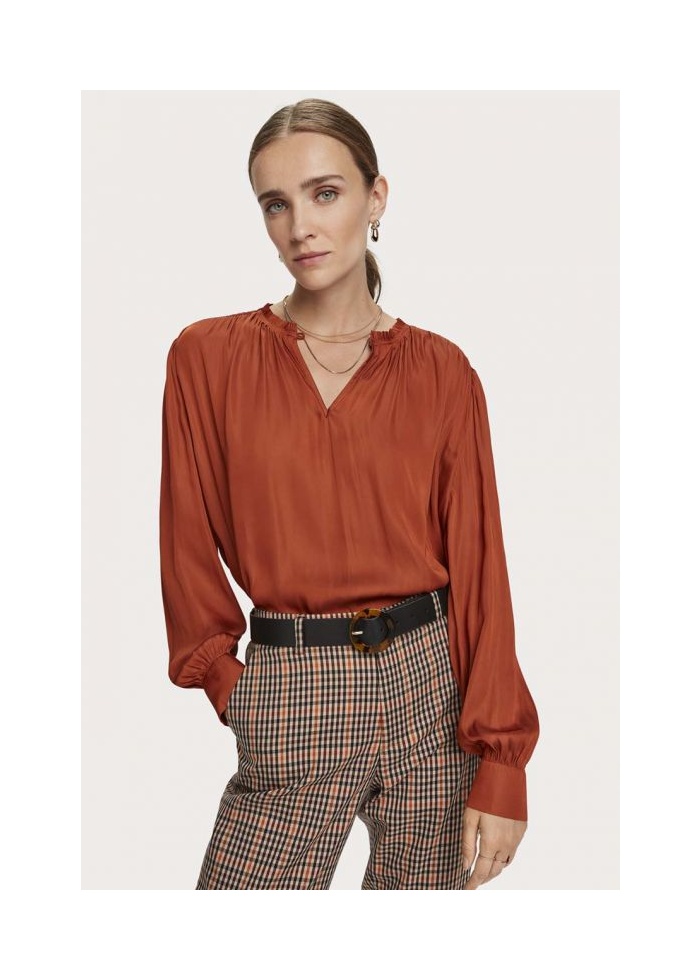 Maison Scotch | Smocked Shoulder Long Sleeve Blouse