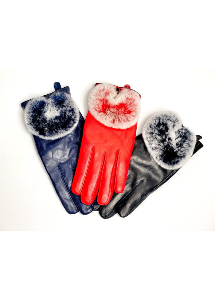 Navy Leather Gloves