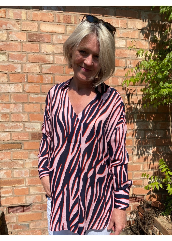 Abstract Zebra Print Blouse
