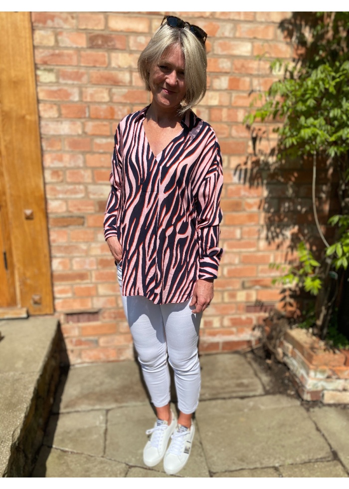 Abstract Zebra Print Blouse