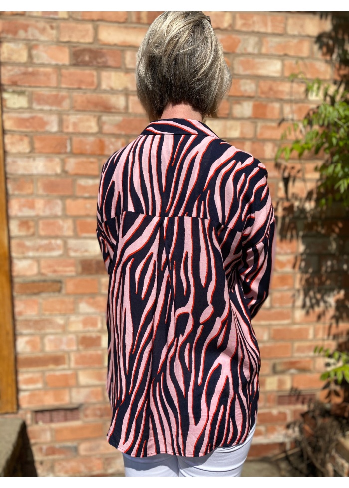 Abstract Zebra Print Blouse