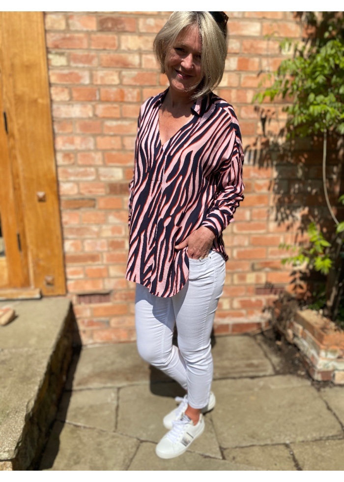 Abstract Zebra Print Blouse