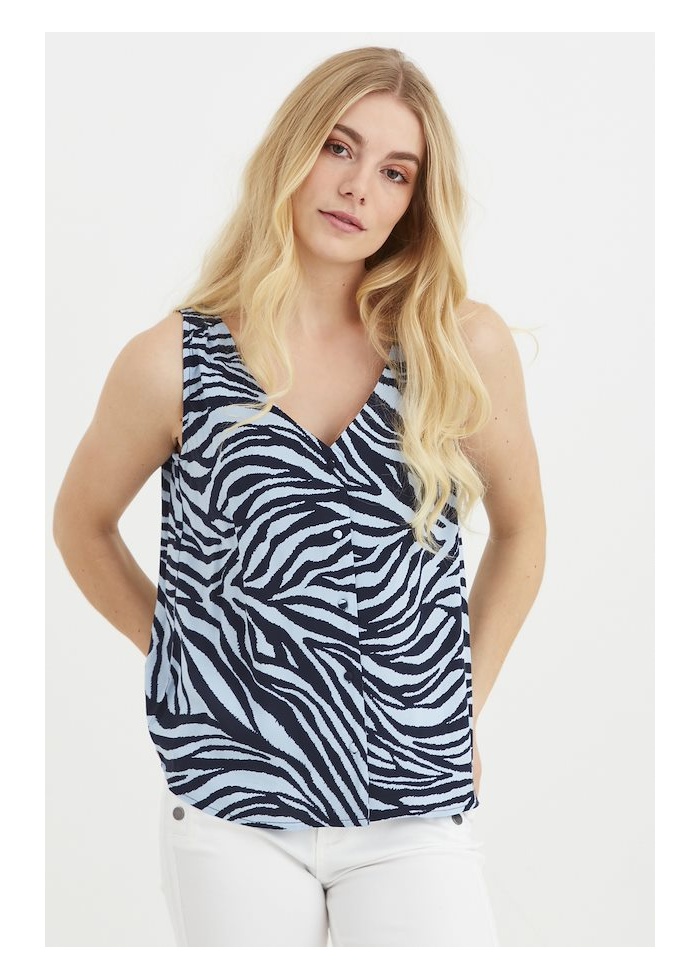 Fransa | Sleeveless Zebra Blouse