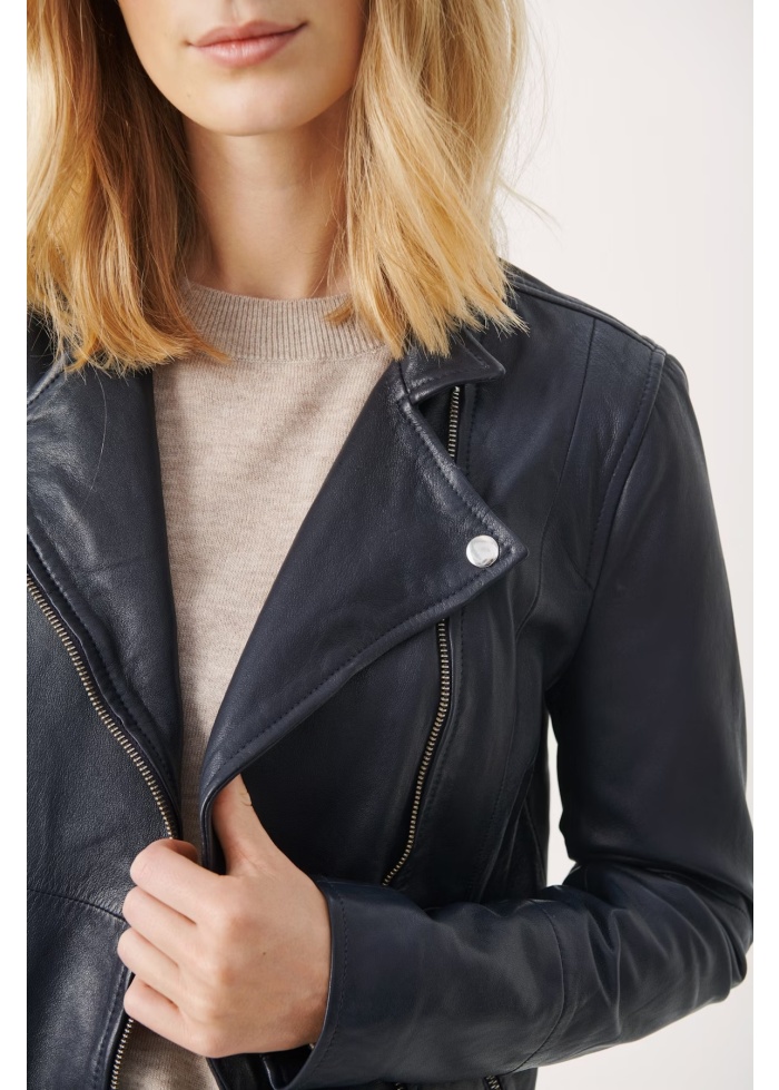 Part Two | Frances Leather Jacket Navy