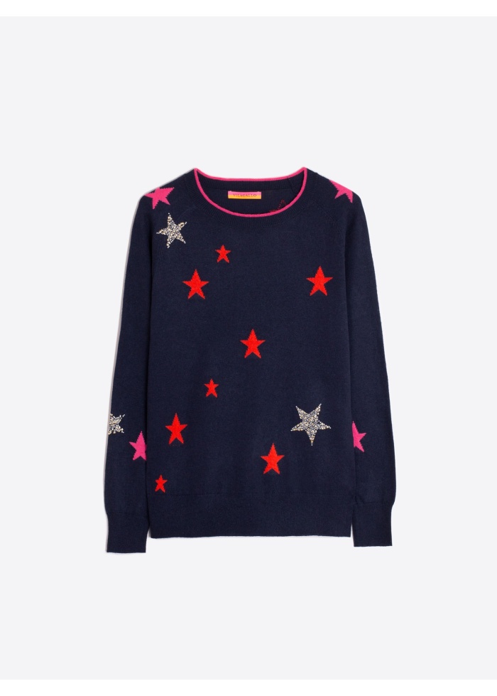 Vilagallo | Intarsia Star Jumper Navy