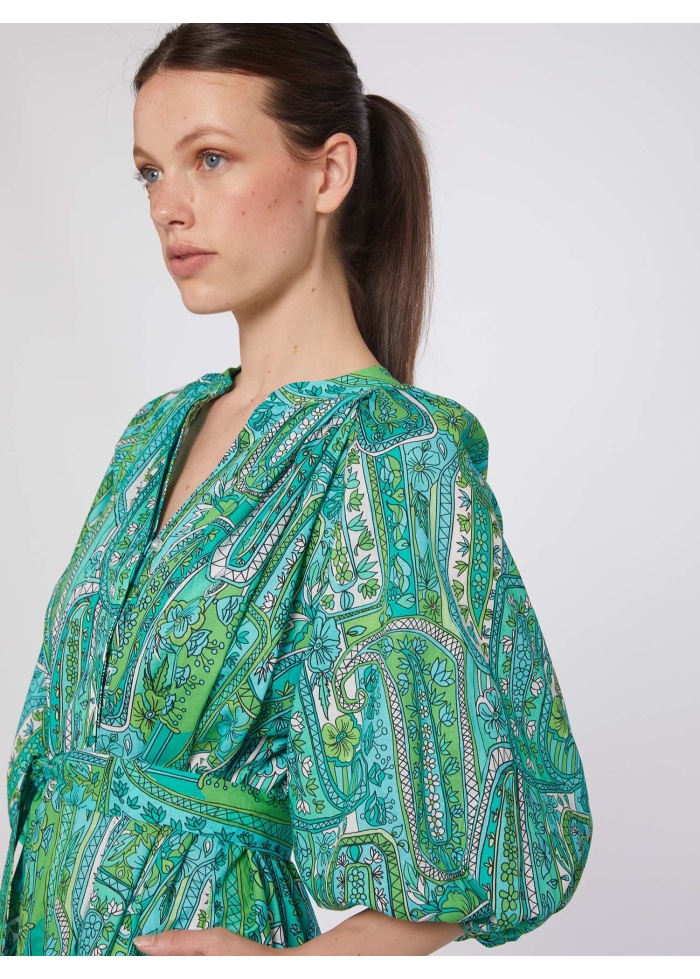 Vilagallo | Balloon Sleeve Midi Dress