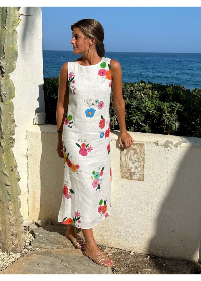 Vilagallo | Liana Flowers Linen Dress