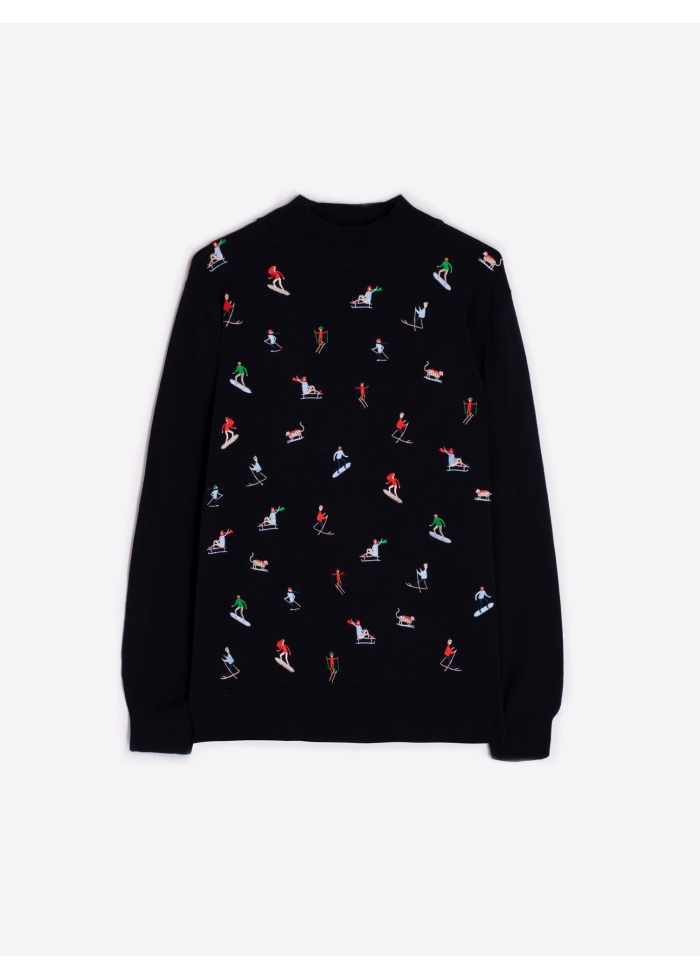 Vilagallo | Skier Embroidery Navy Jumper