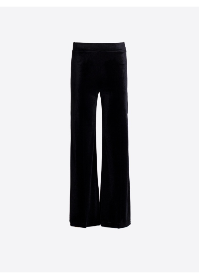 Vilagallo | Velvet Black Flare Trousers
