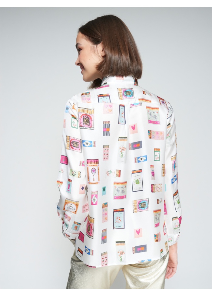 Vilagallo | Silk Matchbox Print Shirt