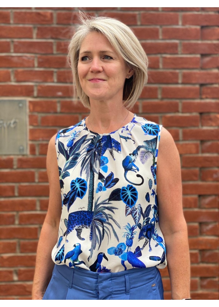 Edna Shirt Deep Blue Jungle