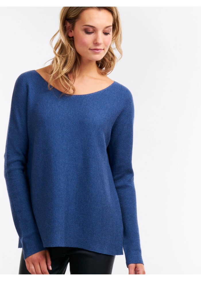Cotton Blend Rib Knit Jumper