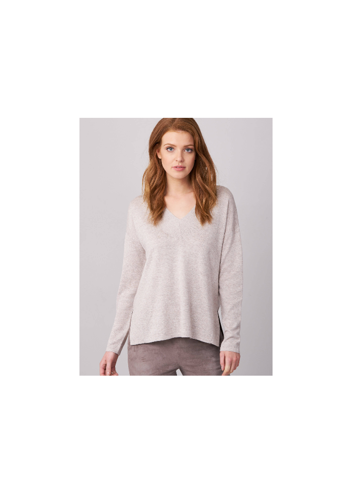 V-Neck Cotton Blend Sweater
