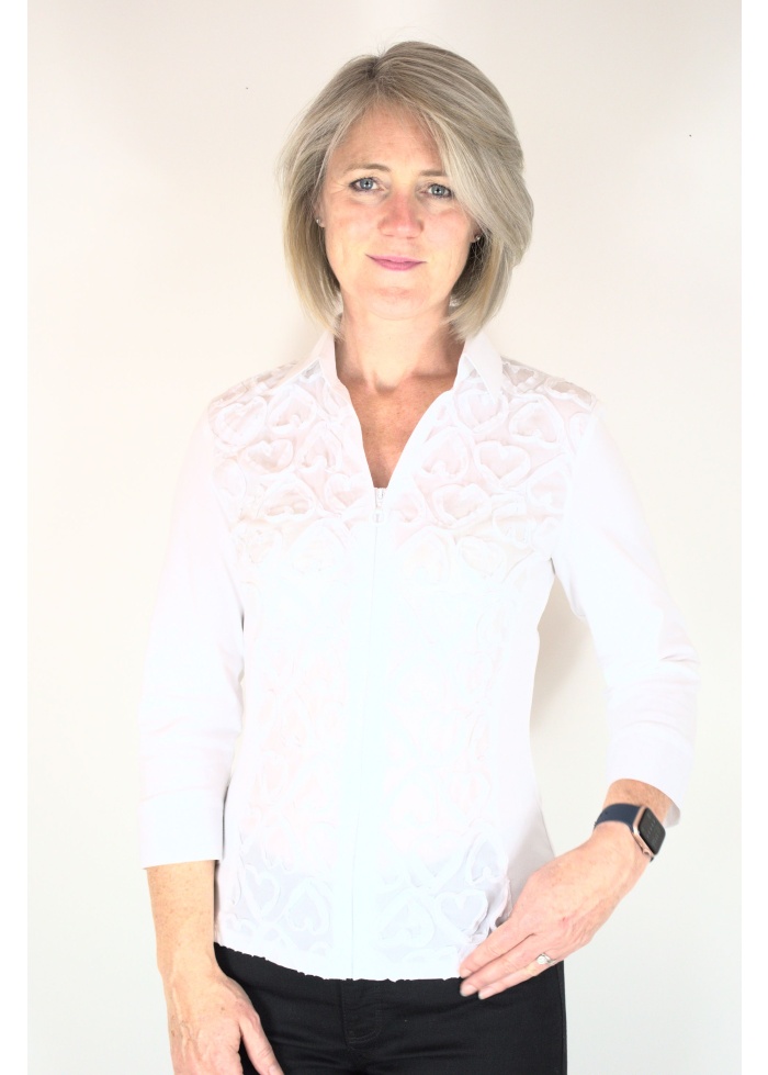 Just White | Zip Ribbon Shirt