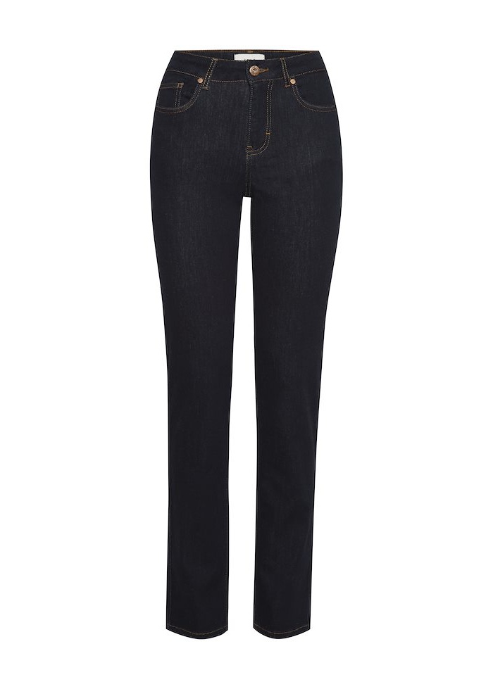 Pulz | PzEmma Un-Washed Dark Denim Straight Jean