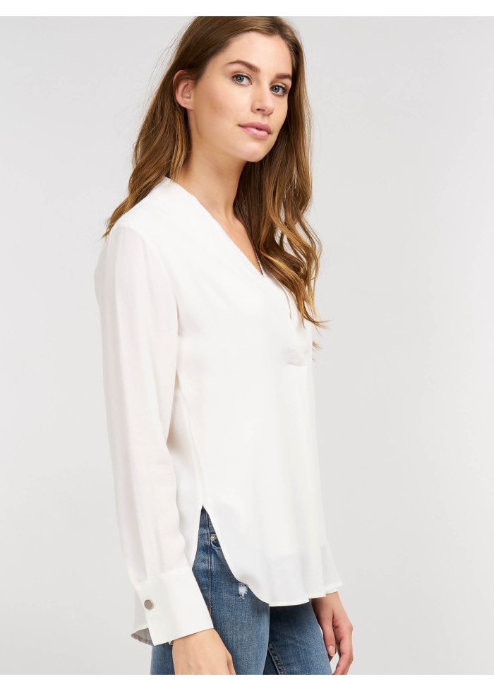 Blouse with Double-layered V-Neck