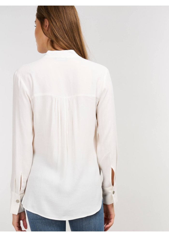 Blouse with Double-layered V-Neck
