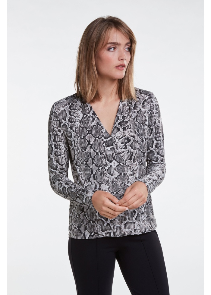 Snake Print Wrap Blouse