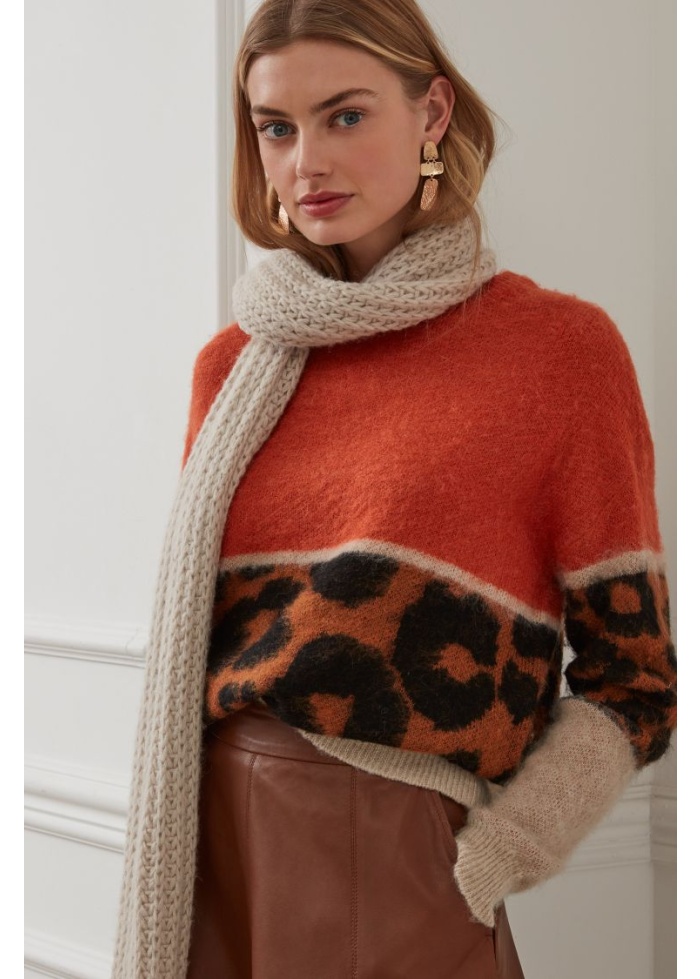 Oui | Animal Banded Jumper