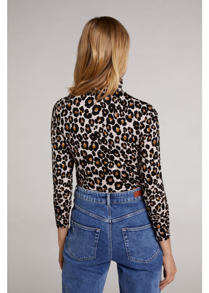 Oui | Leopard Print Roll Neck