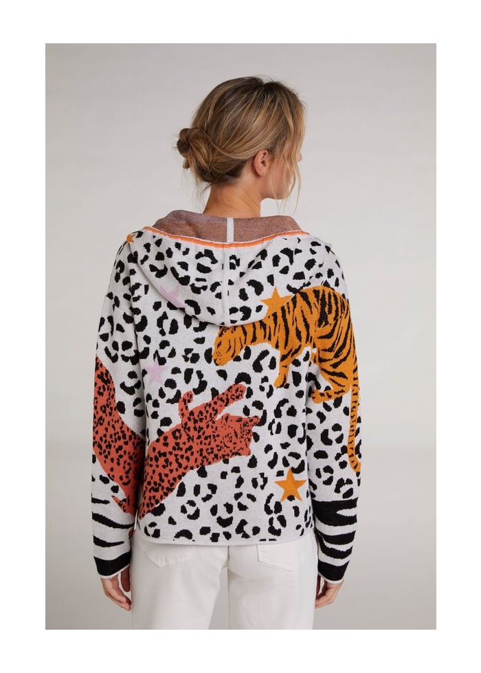 Oui | Hooded Tiger Cardi