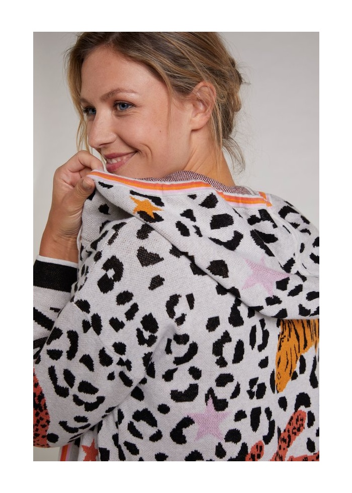 Oui | Hooded Tiger Cardi