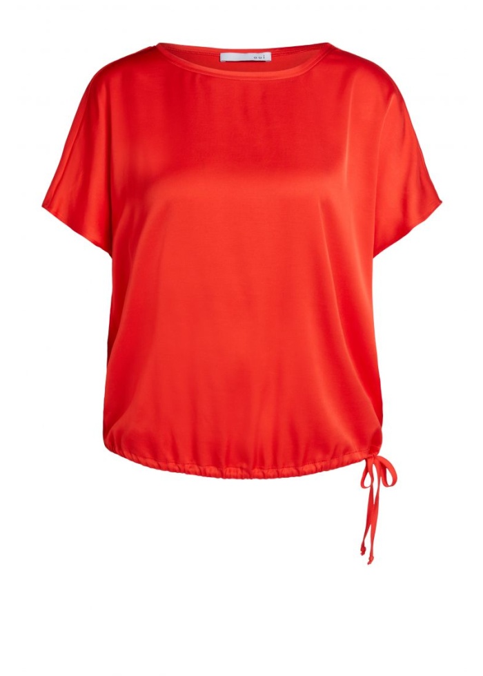 Oui | Drawstring Silky Top