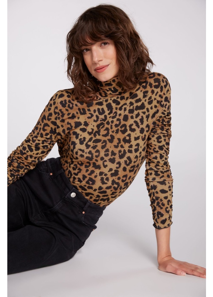 Oui | Leopard Print Roll Neck