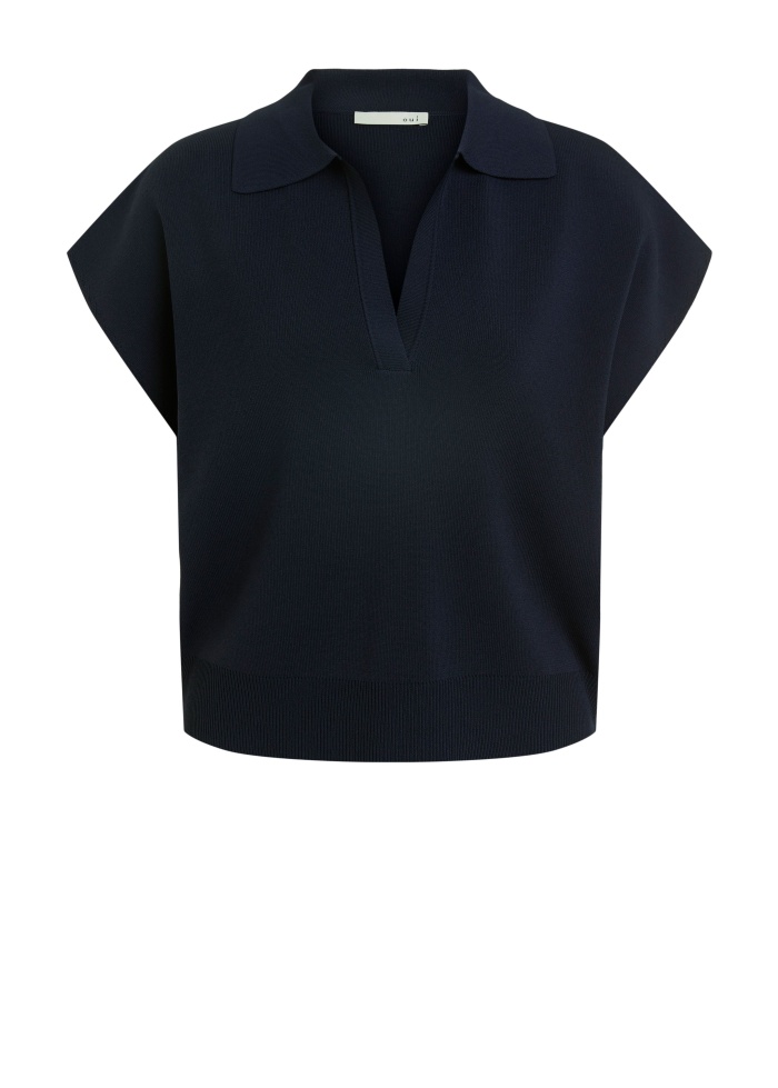 Oui | Collared Short Sleeve Top