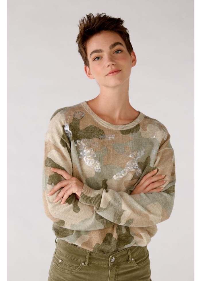 Oui | Sequin Camouflage Jumper