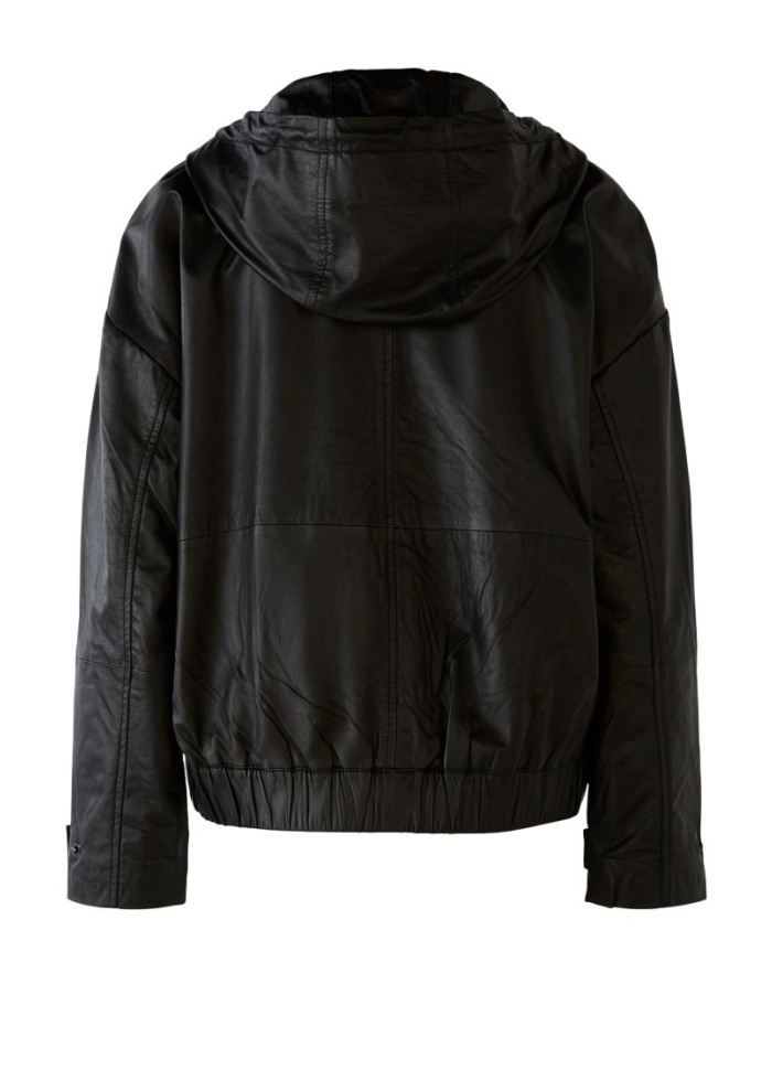 Oui | Leather Hooded Jacket