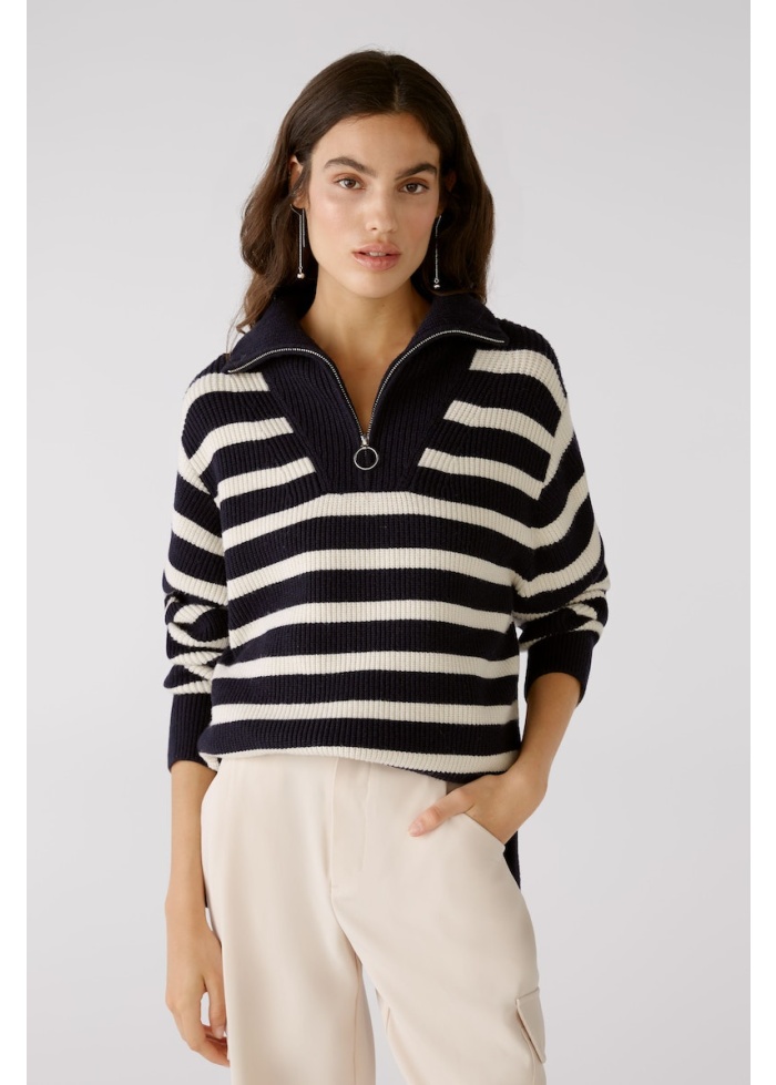 Oui | Stripe Zip Jumper