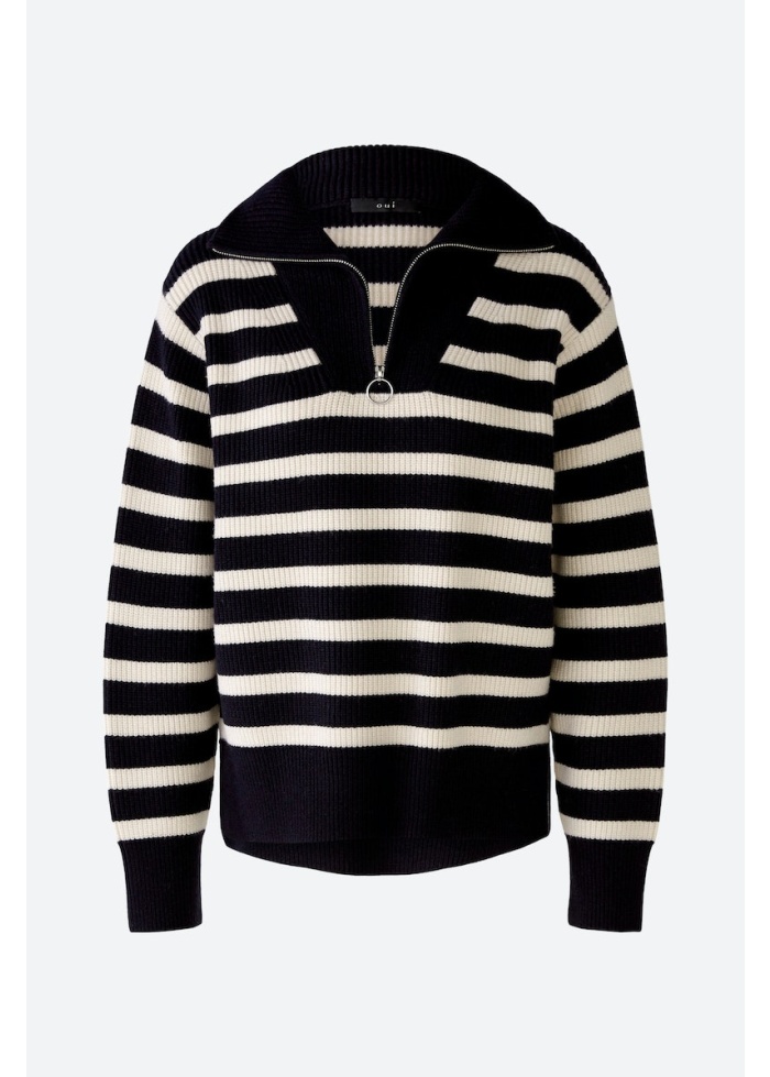 Oui | Stripe Zip Jumper