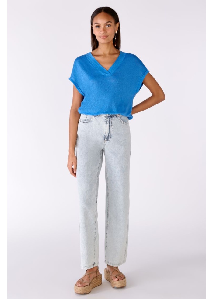 Oui | Linen V-Neck Tee