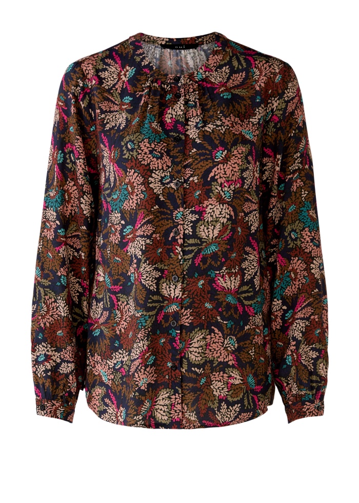 Oui | Print V-Neck Blouse