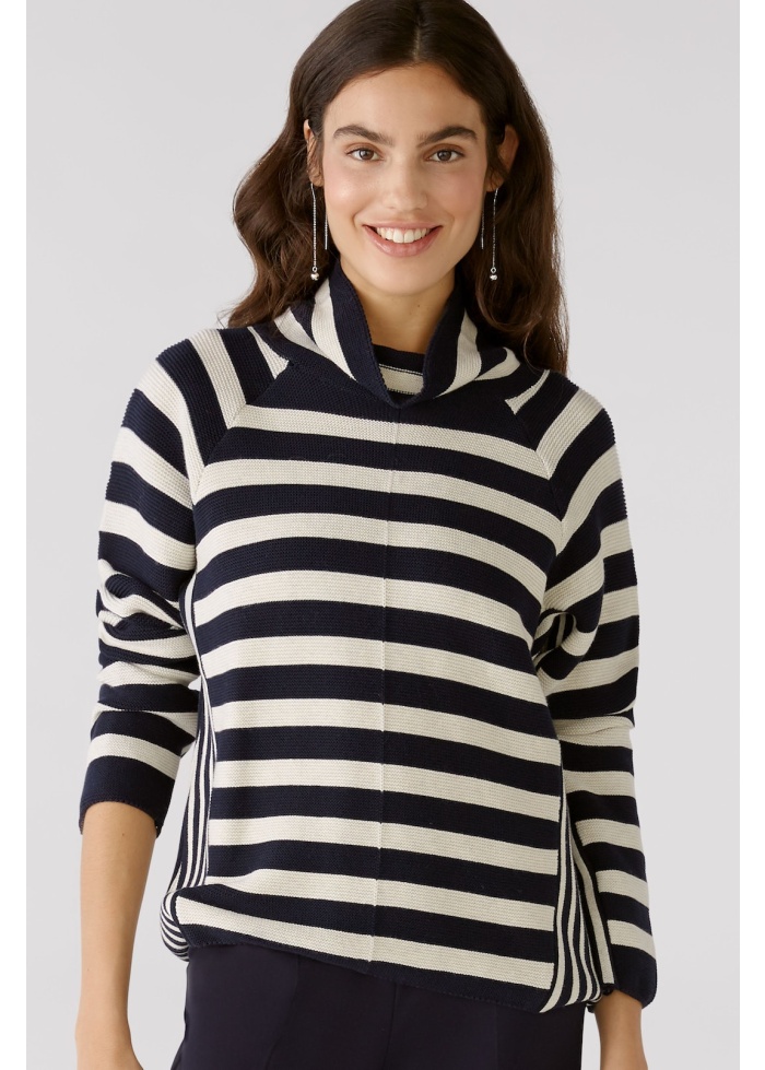 Oui | Navy Stripe Cotton Jumper 