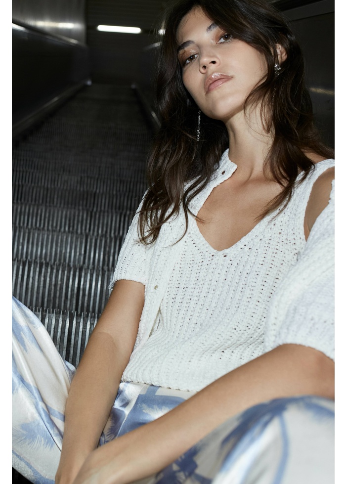 Oui | Palazzo Palm Trousers