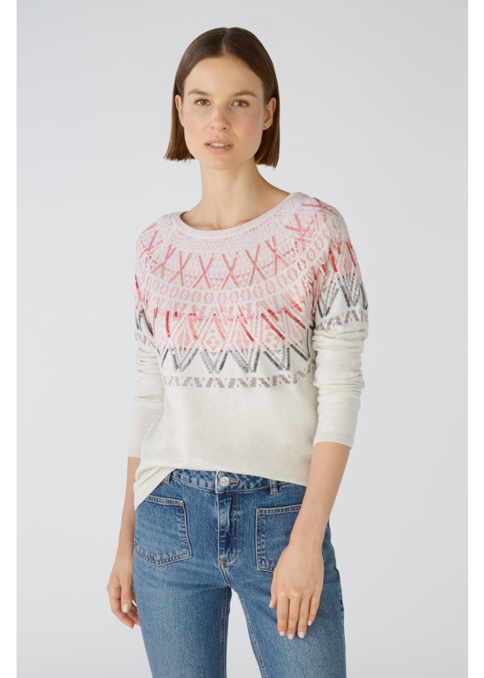 Oui | Printed Sequin Jumper