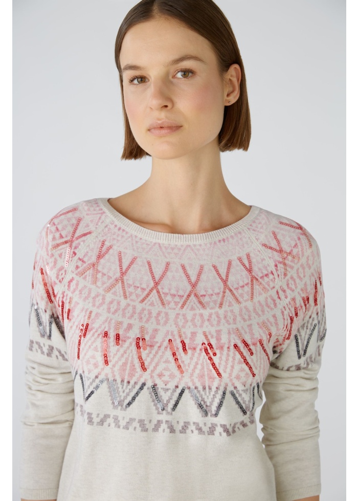 Oui | Printed Sequin Jumper